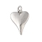 Brass Pendants, Heart Charms, with Jump Ring, Long-Lasting Plated, Lead Free & Cadmium Free, Platinum, 14x9.5x2.5mm, Hole: 2.5mm