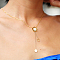 Stainless Steel Pave Shell Flower Tassel Pendant Necklaces for Women, White, Golden, 16.14 inch(41cm)
