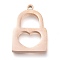 304 Stainless Steel Pendants, Laser Cut, Heart Lock, Rose Gold, 19.5x13x1.7mm, Hole: 1.2mm