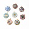 Alloy Printed Pendants, Cadmium Free & Nickel Free & Lead Free, Flat Round, Mixed Color, 21.5x18x3mm, Hole: 1.8mm