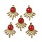 Natural Jade Dyed Pendants, Maple Leaf Charms, with PVD Vacuum Plating Real 18K Gold Plated 201 Stainless Steel Findings, Red, 23x18.5x5.5mm, Hole: 1.8mm