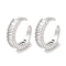 Rectangle Brass Cubic Zirconia Cuff Earrings for Women, Long-Lasting Plated, Cadmium Free & Lead Free, Platinum, 15x16.5x2mm