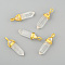 Natural Quartz Crystal Pointed Pendants, Rock Crystal Pendants, with Random Alloy Pendant Hexagon Bead Cap Bails, Golden, Bullet, 37~40x12.5x10mm, Hole: 3x4.5mm