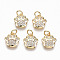 Brass Micro Pave Clear Cubic Zirconia Charms, with Jump Rings, Nickel Free, Dog Paw Prints, Real 18K Gold Plated, 11.5x10.5x2.5mm, Jump Ring: 4.5x0.7, Inner Diameter: 3mm