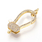 Brass Micro Pave Cubic Zirconia Lobster Claw Clasps, Cadmium Free & Lead Free, Golden, 40x17x6.5mm, Hole: 1~1.5mm