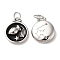 304 Stainless Steel Enamel Pendants, with Jump Ring, Flat Round with Constellation, Stainless Steel Color, Aquarius, 20.5x17x2.5~3.5mm, Hole: 4x6mm