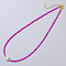 Imitation Pearl & Glass Beaded Necklaces for Women, Elegant Jewelry for Collarbone, Fuchsia