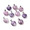 Natural Lepidolite/Purple Mica Stone Pendants, with Platinum Brass Loops, Puffy Heart, 18~19x15~15.5x7~10mm, Hole: 6x2.5~3mm