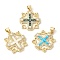 Rack Plating Brass Micro Pave Cubic Zirconia Pendants, with Plastic Pearl Beads, Cadmium Free & Lead Free, Long-Lasting Plated, Real 18K Gold Plated, Cross, 24x20.5x4.5mm, Hole: 4x3mm