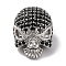 Skull Shape Rack Plating Brass with Cubic Zirconia Beads, Cadmium Free & Lead Free, Long-Lasting Plated, Platinum, 17x14.5x13.5mm, Hole: 2mm