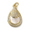 Brass Micro Pave Cubic Zirconia Pendants, with Shell, Teardrop, Cadmium Free & Lead Free, Real 18K Gold Plated, 21x13x4mm, Hole: 3.4mm