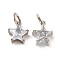 Rack Plating Brass Clear Cubic Zirconia Pendants, Long-Lasting Plated, Cadmium Free & Lead Free, with Jump Ring, Star Charm, Platinum, 12x10x5mm, Hole: 4mm