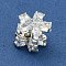Brass Crystal Rhinestone Beads, Cadmium Free & Lead Free, Flower, for Bracelets and Earrings, Silver, 11.5x8.5mm, Hole: 1.2mm