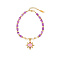 Stainless Steel Enamel Eye Charm Bracelets, with Natural Amethyst Beaded Chains, Colorful, 7-1/8 inch(18cm), Pendant: 23x19.8mm