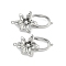Brass Micro Pave Clear Cubic Zirconia Fold Over Clasps, Cadmium Free & Nickel Free & Lead Free, Flower, Platinum, 35.5x18.5mm, Hole: 1.4mm