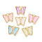 Alloy Glass Pendants, Butterfly, Faceted, Light Gold, Mixed Color, 19x23x5mm, Hole: 2mm