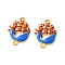 Alloy Royal Blue Enamel Connector Charms, Peacock Links, Golden, 22x15.5x3.5mm, Hole: 1.8mm
