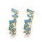 Cubic Zirconia Star Cuff Earrings, Real 18K Gold Plated Brass Jewelry for Non Piercing, Lead Free & Cadmium Free, Deep Sky Blue, 16x13x5mm, Inner Diameter: 9mm