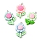 Resin Pendants, Sunflower Charms, with Platinum Iron Loops, Mixed Color, 31.5x20x8mm, Hole: 2mm