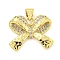 Brass Micro Pave Clear Cubic Zirconia Pendants, Cadmium Free & Nickel Free & Lead Free, Bowknot, Real 18K Gold Plated, 16x20x4mm, Hole: 5x3.5mm