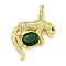 Brass Micro Pave Cubic Zirconia Pendants, Cadmium Free & Nickel Free & Lead Free, Leopard, Green, Real 18K Gold Plated, 31x31.5x8mm, Hole: 6.5x4.5mm