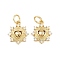 Brass Micro Pave Cubic Zirconia Pendants, Heart Charms, with Jump Ring, Rack Plating, Long-Lasting Plated, Lead Free & Cadmium Free, Real 18K Gold Plated, 13.5x12x2mm, Hole: 3.5mm
