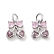 Brass Micro Pave Cubic Zirconia Pendants, Cadmium Free & Nickel Free & Lead Free, Cherry, with Jump Ring, Platinum, Pink, 9.5x9x2mm, Hole: 3.5mm