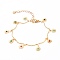 Brass Enamel Charm Anklets, with Bar Link Chains and 304 Stainless Steel Lobster Claw Clasps, Flower, Golden, Colorful, 9-5/8 inch(24.5cm)