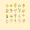 40Pcs 20 Styles Hot Stamping PVC Waterproof Flower Decorative Stickers, Self-adhesive Flower Decals, for DIY Scrapbooking, Gold, Packing: 110x90mm, 2pcs/style