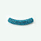Brass Middle East Rhinestone Beads, Tube, Aquamarine, Platinum, 46~47x9mm, Hole: 4mm