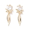 Glass Pendants, with Brass Findings, Heart with Bowknot Charm, Real 18K Gold Plated, 26x9.5x3mm, Hole: 1.2mm