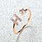 Brass Micro Pave Cubic Zirconia Cuff Rings for Women, Open Rings, Rose Gold, Letter H, Inner Diameter: 16~19mm