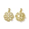 Rack Plating Brass Cubic Zirconia Pendants, Flower Charm, Cadmium Free & Lead Free, Long-Lasting Plated, Real 18K Gold Plated, Clear, 22x20x4mm, Hole: 3.5x5.5mm