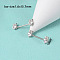 304 Stainless Steel Clear Cubic Zirconia Nipple Rings, Stainless Steel Color, Owl, 10mm