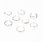Brass Cuff Toe Rings, Stackable Rings, with Cubic Zirconia, Mixed Style, Clear, Antique Silver & Platinum, US Size 3(14mm), 8pcs/set