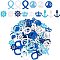 NBEADS 100 Pcs 5 Styles Nautical Wood Cut Outs, Marine Cutouts Anchor/Helm/Sailboat/Crown/Fish Hanging Decorations Mini Wooden Beach Craft for Summer Theme Party Wedding Home Decorations