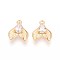 Brass Micro Pave Cubic Zirconia Pendants, Fishtail Charms, Real 18K Gold Plated, 13x11x4mm, Hole: 1.5mm