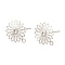 Brass Stud Earring Findings, with Loop, Flower, Nickel Free, Real Platinum Plated, 11.5x10mm, Hole: 1mm, pin: 0.7mm