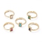 Adjustable Brass Micro Pave Cubic Zirconia Finger Rings, Solitaire Ring, Long-Lasting Plated, Rectangle, Real 18K Gold Plated, Mixed Color, US Size 6(16.5mm)