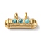 Boho Style Synthetic Turquoise 3-Bead Pendants, Column Charms with Golden Plated 304 Stainless Steel Findings, 14.5x28x9mm, Hole: 4mm