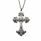 Vintage sparkling Alloy Rhinestone Cross Pendants Necklaces for Women, Platinum, 19.69 inch(50cm)