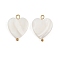Natural Shell Heart Pendants, with 304 Stainless Steel Loops, Seashell Color, Ion Plating(IP), Real 18K Gold Plated, 19.5~20x15.5x3.5mm, Hole: 2mm