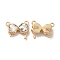 Glass Charms, Rack Plating Golden Alloy Findings, Nickel Free, Bowknot, Clear, 14x16x4.5mm, Hole: 1.5mm