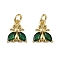 Brass Micro Pave Cubic Zirconia Pendants, Insect Charms, Long-Lasting Plated, Cadmium Free & Lead Free, Rack Plating, with Jump Ring, Real 18K Gold Plated, 12.5x10.5x3mm, Hole: 3.5mm