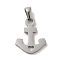 Non-Tarnish 304 Stainless Steel Pendants, Laser Cut, Anchor Charm, Stainless Steel Color, 18x14.5x1mm, Hole: 3x7mm