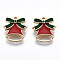 Light Gold Plated Alloy Enamel Pendants, Cadmium Free & Lead Free, for Christmas, Bell, Red, 16x14x2.5mm, Hole: 2mm