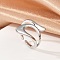 Hollow Triangle Brass Open Cuff Rings for Women, Cadmium Free & Lead Free, Platinum, 23mm, Inner Diameter: Adjustable