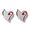 304 Stainless Steel Enamel Charms, Heart with Flower Charm, Red, 13.5x11.5x1.5mm, Hole: 0.8mm