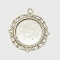 Zinc Alloy Pendant Settings for Cabochon & Rhinestone, DIY Findings for Jewelry Making, Flat Round, Cadmium Free & Nickel Free & Lead Free, Antique Silver, 33.5x30x1.4mm, Hole: 2mm