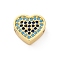 Brass Cubic Zirconia Beads, Cadmium Free & Lead Free, Heart, Real 16K Gold Plated, 10x11x4.5mm, Hole: 1.8mm
